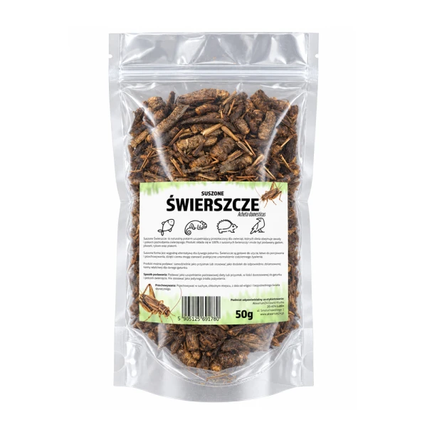 Suszone Świerszcze 50g Pokarm dla Gadów Płazów Ryb Ptaków Naturalny 100%