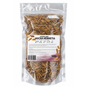 Suszone Larwy Muchy Hermetia Czarny Żołnierz 500g dla Gadów Ryb Ptaków