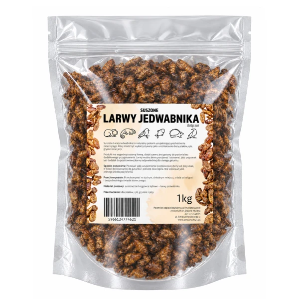 Suszone Larwy Jedwabnika 1kg Pokarm dla Ptaków Ryb Gryzoni Jeży