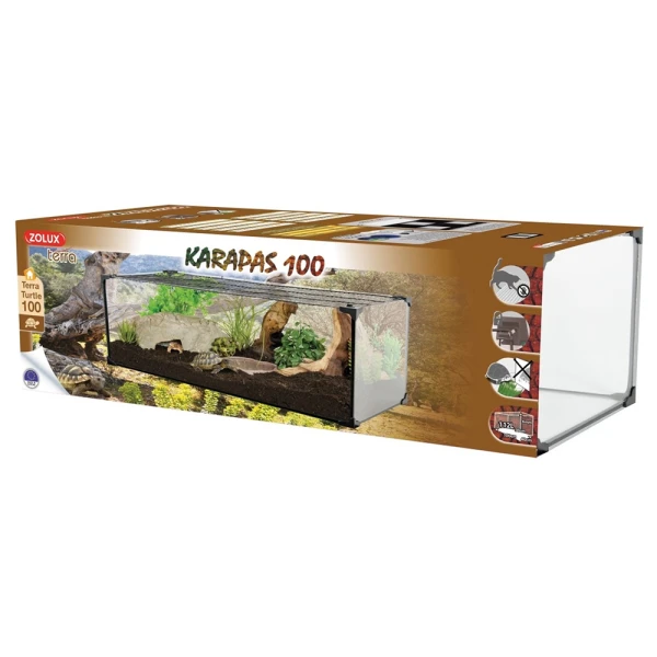 Zolux Karapas Terra Pro 100 - szklane terrarium dla żółwi 100x40x30cm 120L