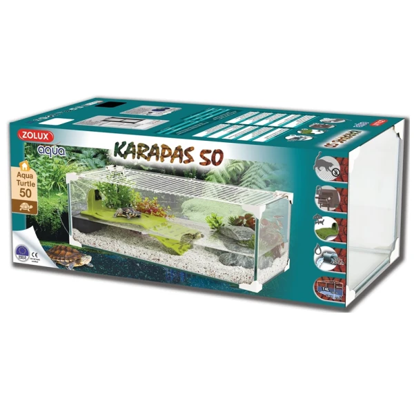 Zolux Karapas Aqua Pro 50 - Akwaterrarium dla Żółwia Wodnego 50x25x20cm, Białe