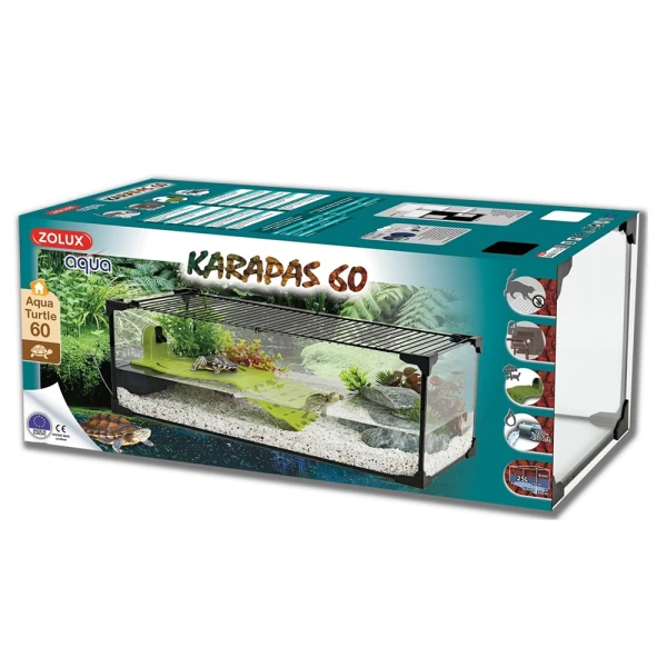 Zolux Karapas Aqua Pro 60 - Akwaterrarium dla Żółwia Wodnego 60x30x20cm, Białe