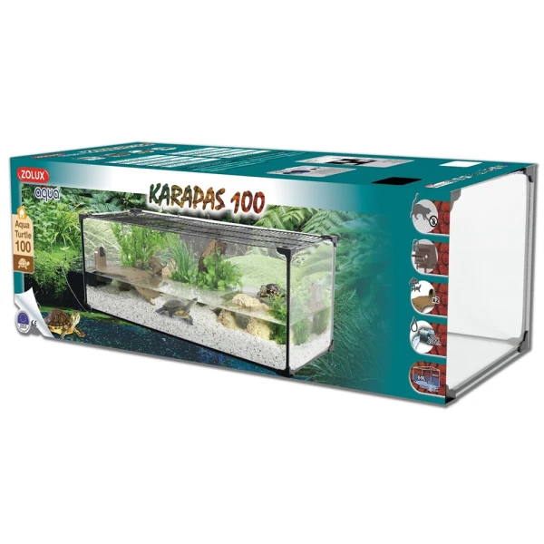 Zolux Karapas Aqua Pro 80 - akwaterrarium dla żółwia wodnego 80x35x25cm, białe