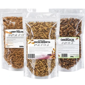 Suszony Mix dla Gadów Gekonów 3x200g Świerszcz Mącznik Hermetia Pokarm