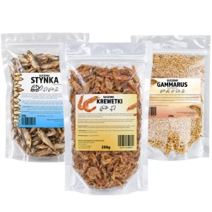 Suszony Mix dla Dużych Ryb 3x200g Stynka Krewetki Gammarus Naturalny 100%