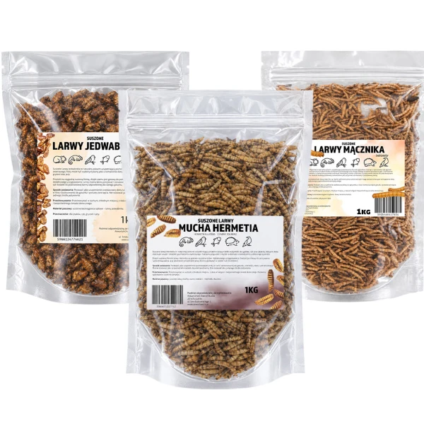 Suszony Mix Zimowy dla Dzikich Ptaków 3x1kg Mącznik Jedwabnik Hermetia