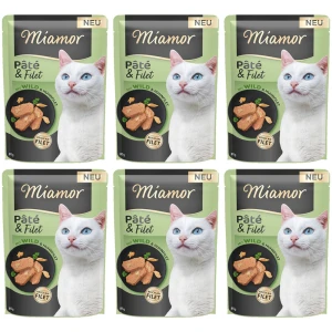 MIAMOR Pâté & Filet Dziczyzna Kurczak 6x85g Saszetka Karma Mokra dla Kotów