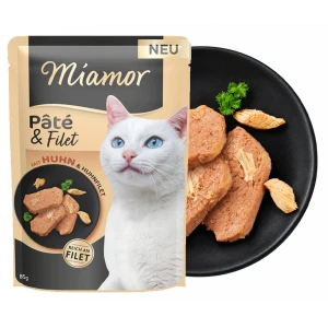 MIAMOR Pâté & Filet Kurczak 85g Saszetka Bezzbożowa Karma Mokra dla Kotów