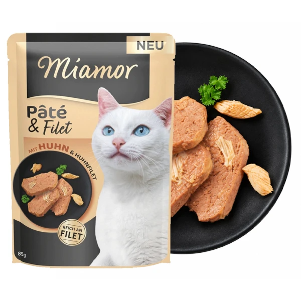 MIAMOR Pâté & Filet Kurczak 85g Saszetka Bezzbożowa Karma Mokra dla Kotów