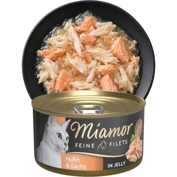 MIAMOR Feine Filets Kurczak Łosoś w Galaretce 100g Puszka Karma dla Kotów