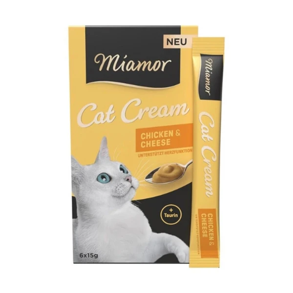 MIAMOR Cat Cream Kurczak Ser 6x15g 90g Pasta Przysmak z Tauryną dla Kotów