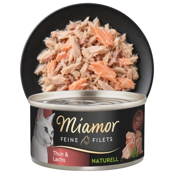 MIAMOR Feine Filets Naturelle Tuńczyk Łosoś w Sosie 80g Karma dla Kotów