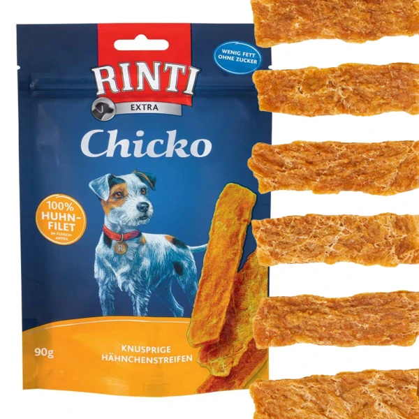 RINTI Chicko Kurczak 90g Suszony Przysmak z Fileta dla Psów Dorosłych