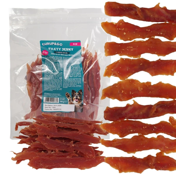 CHRUP&GO Filety Jerky Pierś z Kaczki 500g Przysmak dla Psów Dorosłych