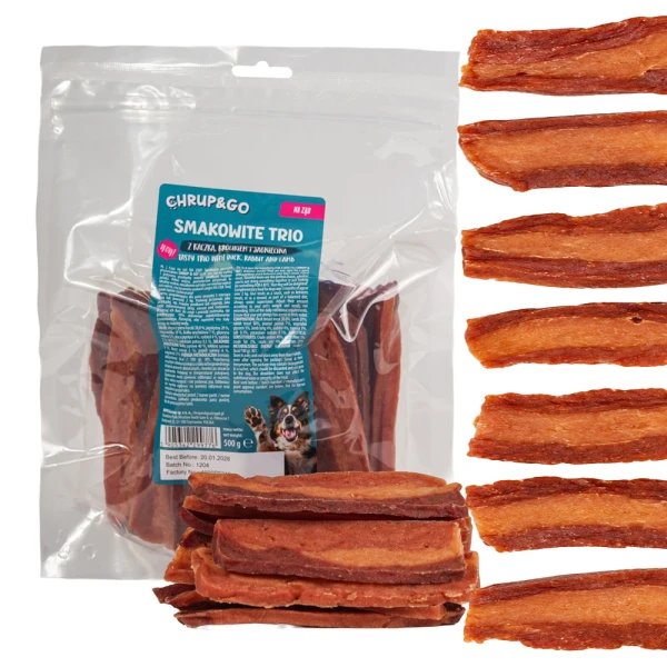 CHRUP&GO Smakowite Trio Kaczka Królik Jagnięcina 500g Przysmak dla Psów