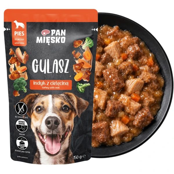 PAN MIĘSKO Gulasz Indyk z Cielęciną 150g Karma Mokra dla Psów Dorosłych