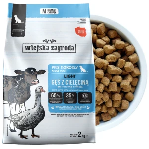WIEJSKA ZAGRODA Light Gęś Cielęcina 2kg Karma Sucha dla Psów Dorosłych