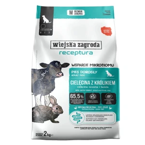 WIEJSKA ZAGRODA Cielęcina Królik 2kg Karma Sucha Wsparcie Mikrobiomu Psa