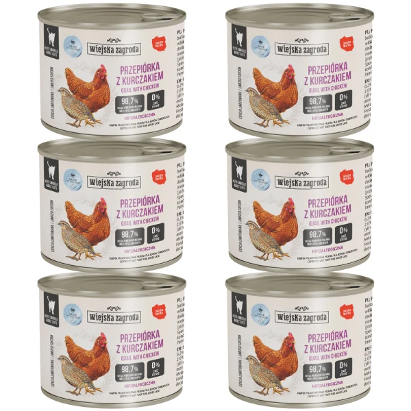 WIEJSKA ZAGRODA Przepiórka Kurczak 6x180g Karma Mokra dla Dorosłych Kotów