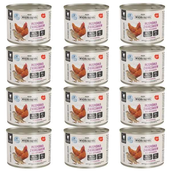 WIEJSKA ZAGRODA Przepiórka Kurczak 12x180g Karma Mokra dla Dorosłych Kotów